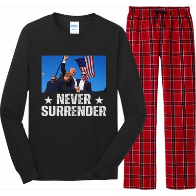 Pray For Trump Never Surrender Strong Support Long Sleeve Pajama Set