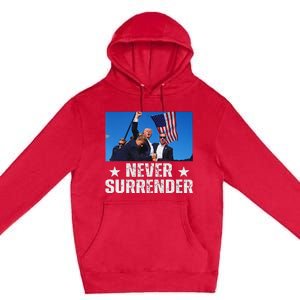 Pray For Trump Never Surrender Strong Support Premium Pullover Hoodie