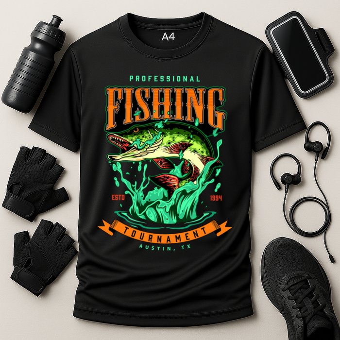 Professional Fishing Tournament Austin Texas 1994 Cooling Performance Crew T-Shirt