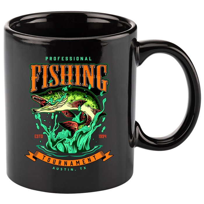 Professional Fishing Tournament Austin Texas 1994 11oz C Handle Ceramic Mug