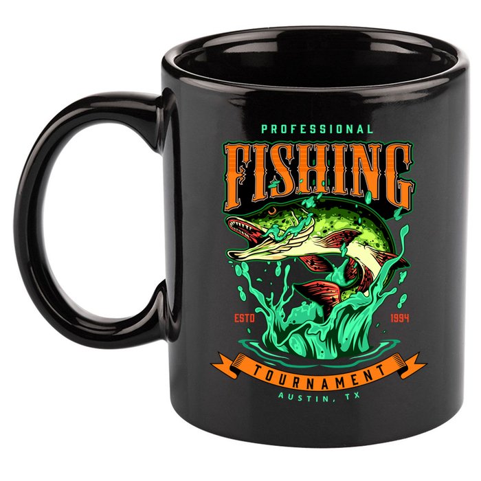 Professional Fishing Tournament Austin Texas 1994 11oz C Handle Ceramic Mug