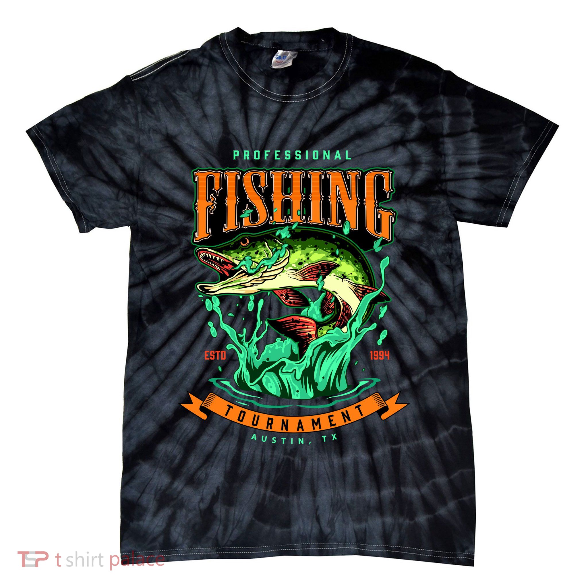 Professional Fishing Tournament Austin Texas 1994 Tie-Dye T-Shirt