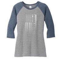 Pickleball Flag Transparent Vertical Women's Tri-Blend 3/4-Sleeve Raglan Shirt