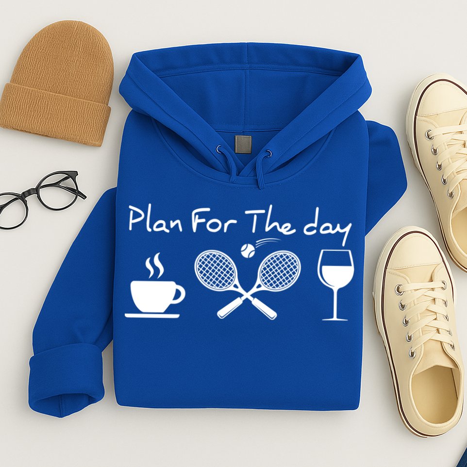 Plan For The Day Coffee Tennis Wine Funny Tennis Funny Gift Great Gift Hoodie