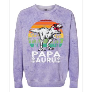 Papasaurus Funny T Rex Dinosaur Papa Saurus Family Matching Colorblast Crewneck Sweatshirt