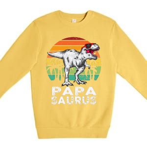 Papasaurus Funny T Rex Dinosaur Papa Saurus Family Matching Premium Crewneck Sweatshirt