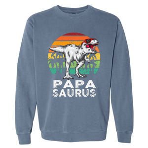 Papasaurus Funny T Rex Dinosaur Papa Saurus Family Matching Garment-Dyed Sweatshirt