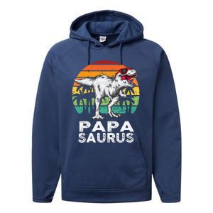 Papasaurus Funny T Rex Dinosaur Papa Saurus Family Matching Performance Fleece Hoodie