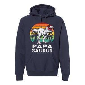 Papasaurus Funny T Rex Dinosaur Papa Saurus Family Matching Premium Hoodie