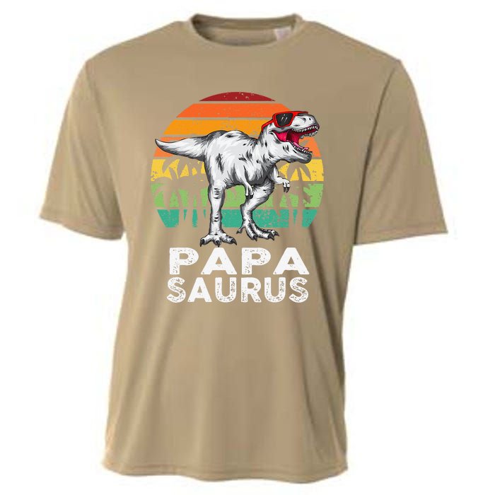 Papasaurus Funny T Rex Dinosaur Papa Saurus Family Matching Cooling Performance Crew T-Shirt