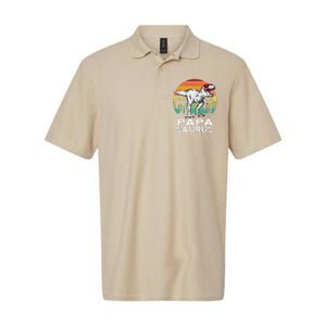 Papasaurus Funny T Rex Dinosaur Papa Saurus Family Matching Softstyle Adult Sport Polo