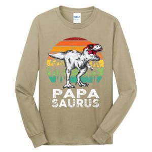 Papasaurus Funny T Rex Dinosaur Papa Saurus Family Matching Tall Long Sleeve T-Shirt