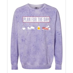 Plan For The Day Funny Snowmobile Gift Colorblast Crewneck Sweatshirt