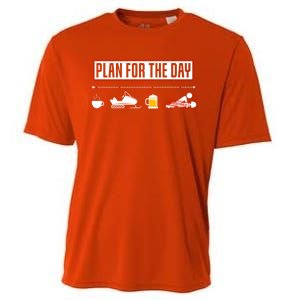 Plan For The Day Funny Snowmobile Gift Cooling Performance Crew T-Shirt