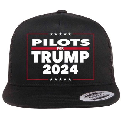 Pilots For Trump 2024 President Republican Pilots Flat Bill Trucker Hat