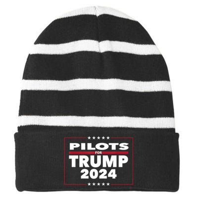 Pilots For Trump 2024 President Republican Pilots Striped Beanie with Solid Band