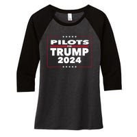 Pilots For Trump 2024 President Republican Pilots Women's Tri-Blend 3/4-Sleeve Raglan Shirt