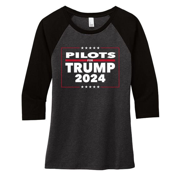 Pilots For Trump 2024 President Republican Pilots Women's Tri-Blend 3/4-Sleeve Raglan Shirt