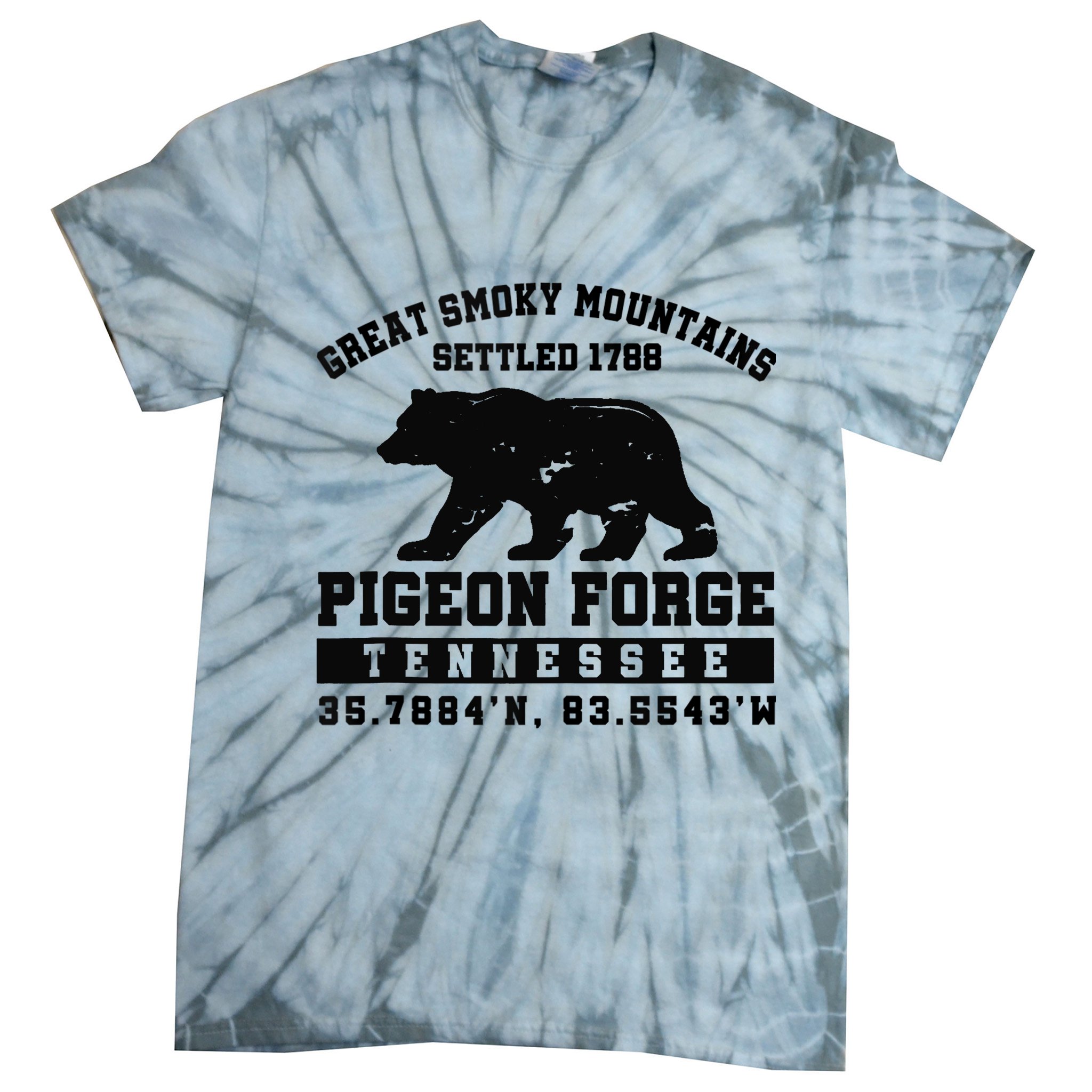 Pigeon Forge Tennessee Bear Great Smoky Mountains Tie-Dye T-Shirt