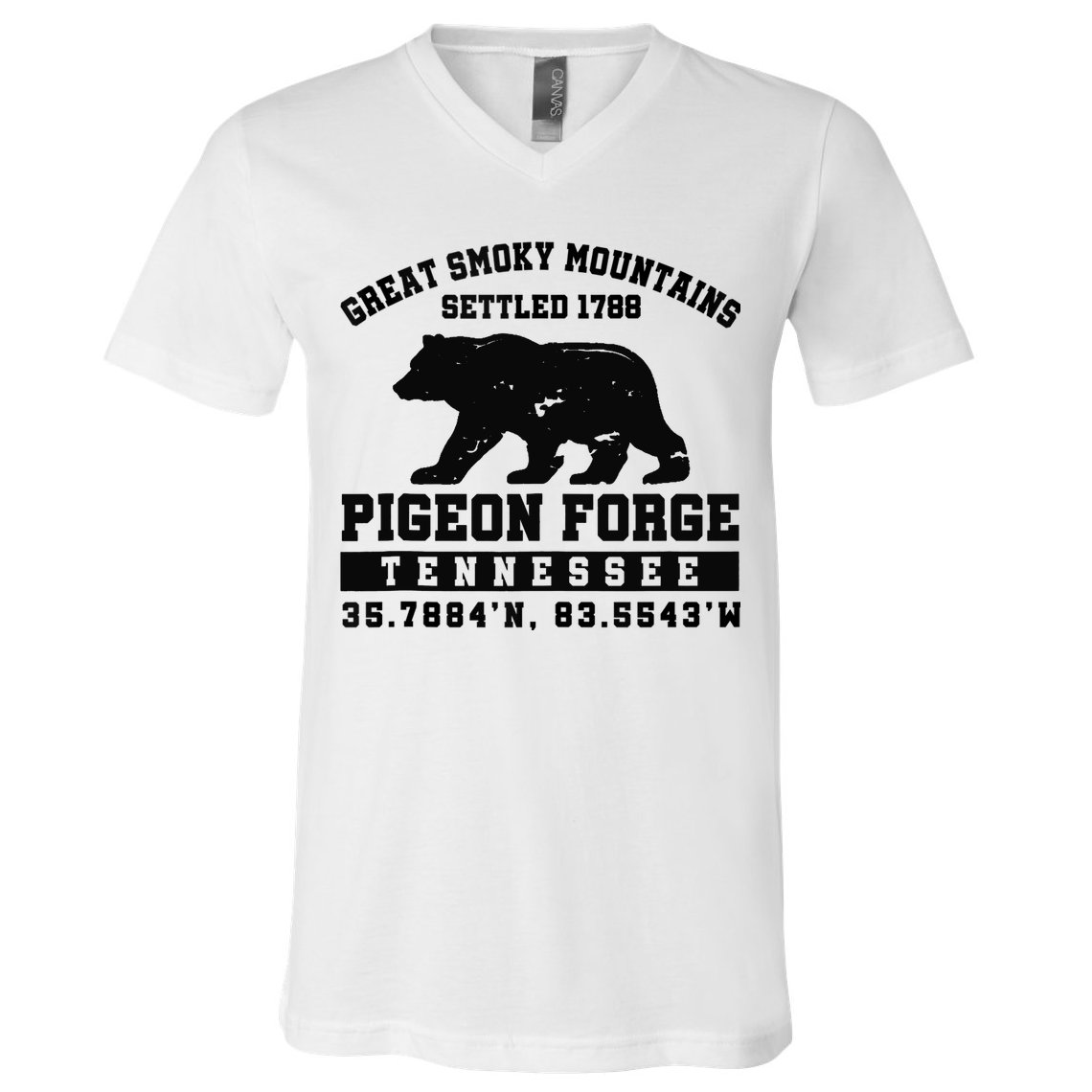 Pigeon Forge Tennessee Bear Great Smoky Mountains V-Neck T-Shirt