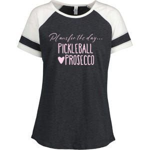 Plans For The Day Pickleball And Prosecco Ladies Gift Enza Ladies Jersey Colorblock Tee