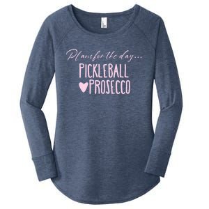 Plans For The Day Pickleball And Prosecco Ladies Gift Women's Perfect Tri Tunic Long Sleeve Shirt