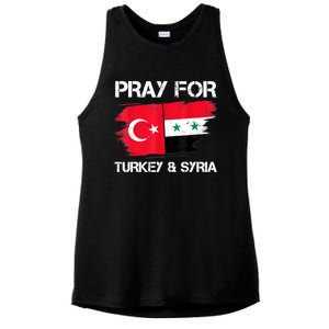 Pray For Turkey & Syria Flag Earthquake In Turkey Syria Ladies PosiCharge Tri-Blend Wicking Tank