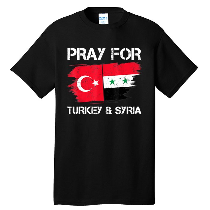 Pray For Turkey & Syria Flag Earthquake In Turkey Syria Tall T-Shirt