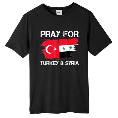 Pray For Turkey & Syria Flag Earthquake In Turkey Syria Tall Fusion ChromaSoft Performance T-Shirt