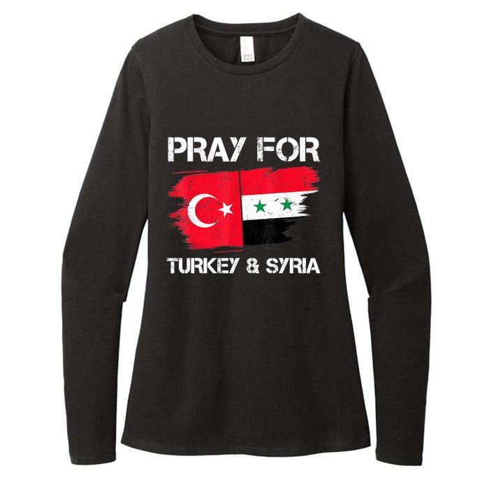 Pray For Turkey & Syria Flag Earthquake In Turkey Syria Womens CVC Long Sleeve Shirt