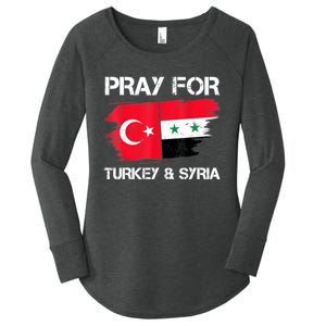 Pray For Turkey & Syria Flag Earthquake In Turkey Syria Women's Perfect Tri Tunic Long Sleeve Shirt