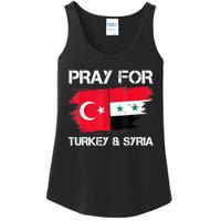 Pray For Turkey & Syria Flag Earthquake In Turkey Syria Ladies Essential Tank