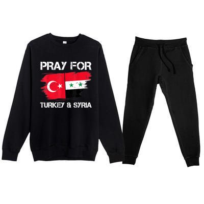 Pray For Turkey & Syria Flag Earthquake In Turkey Syria Premium Crewneck Sweatsuit Set