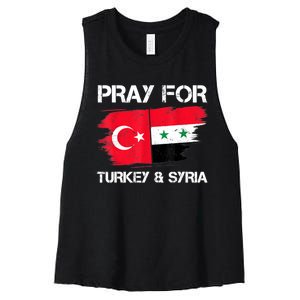 Pray For Turkey & Syria Flag Earthquake In Turkey Syria Women's Racerback Cropped Tank