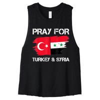 Pray For Turkey & Syria Flag Earthquake In Turkey Syria Women's Racerback Cropped Tank