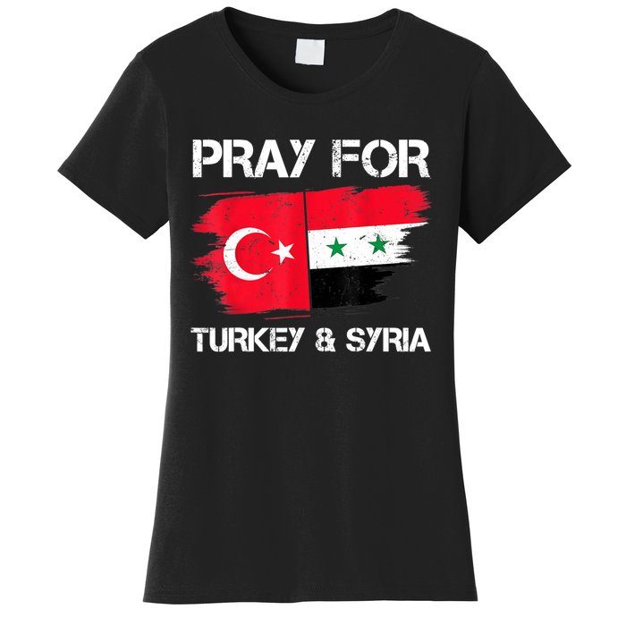 Pray For Turkey & Syria Flag Earthquake In Turkey Syria Women's T-Shirt