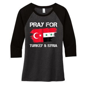 Pray For Turkey & Syria Flag Earthquake In Turkey Syria Women's Tri-Blend 3/4-Sleeve Raglan Shirt