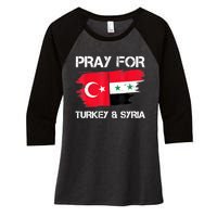 Pray For Turkey & Syria Flag Earthquake In Turkey Syria Women's Tri-Blend 3/4-Sleeve Raglan Shirt