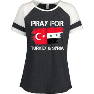 Pray For Turkey & Syria Flag Earthquake In Turkey Syria Enza Ladies Jersey Colorblock Tee