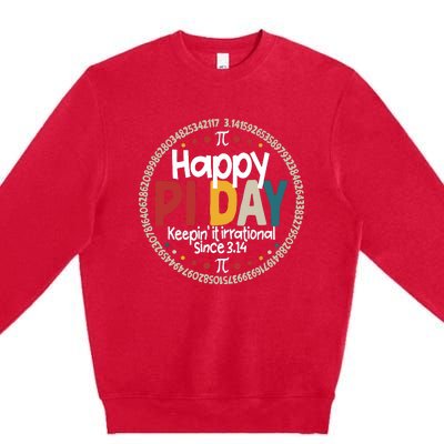 Pi For Teacher Vintage 314 Pi Digits Happy Pi Day Premium Crewneck Sweatshirt