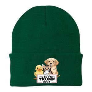 Pets For Trump Duck Cat Dog Donald Trump 2024 Knit Cap Winter Beanie