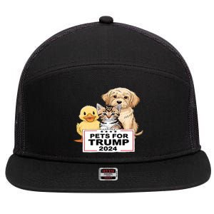 Pets For Trump Duck Cat Dog Donald Trump 2024 7 Panel Mesh Trucker Snapback Hat