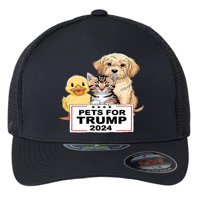 Pets For Trump Duck Cat Dog Donald Trump 2024 Flexfit Unipanel Trucker Cap