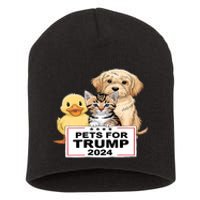 Pets For Trump Duck Cat Dog Donald Trump 2024 Short Acrylic Beanie