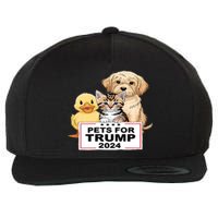 Pets For Trump Duck Cat Dog Donald Trump 2024 Wool Snapback Cap