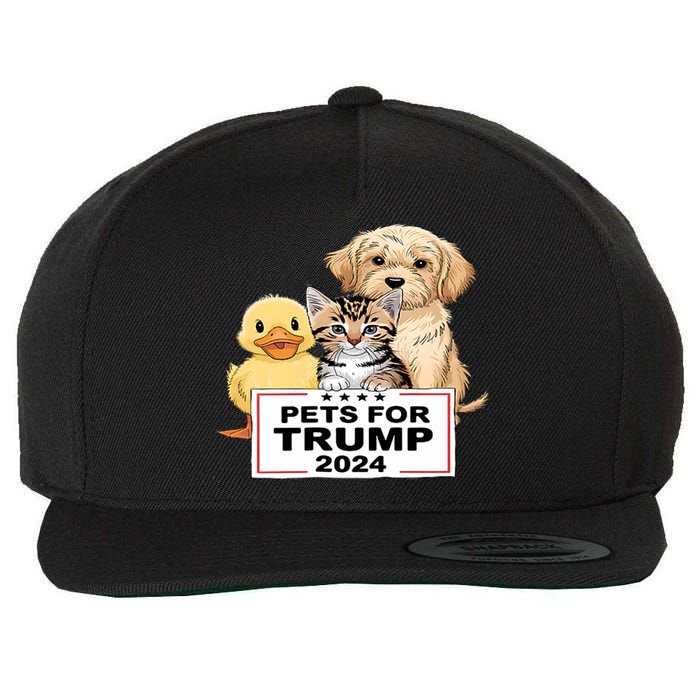 Pets For Trump Duck Cat Dog Donald Trump 2024 Wool Snapback Cap