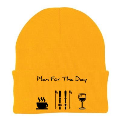 Plan For The Day Ski Heartbeat Skier Skiing Gift For Skier Knit Cap Winter Beanie