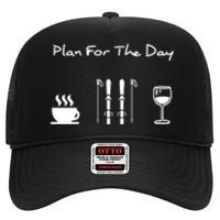 Plan For The Day Ski Heartbeat Skier Skiing Gift For Skier High Crown Mesh Back Trucker Hat