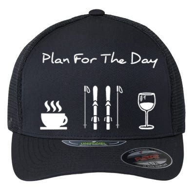 Plan For The Day Ski Heartbeat Skier Skiing Gift For Skier Flexfit Unipanel Trucker Cap