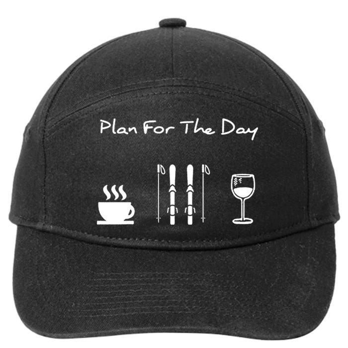 Plan For The Day Ski Heartbeat Skier Skiing Gift For Skier 7-Panel Snapback Hat